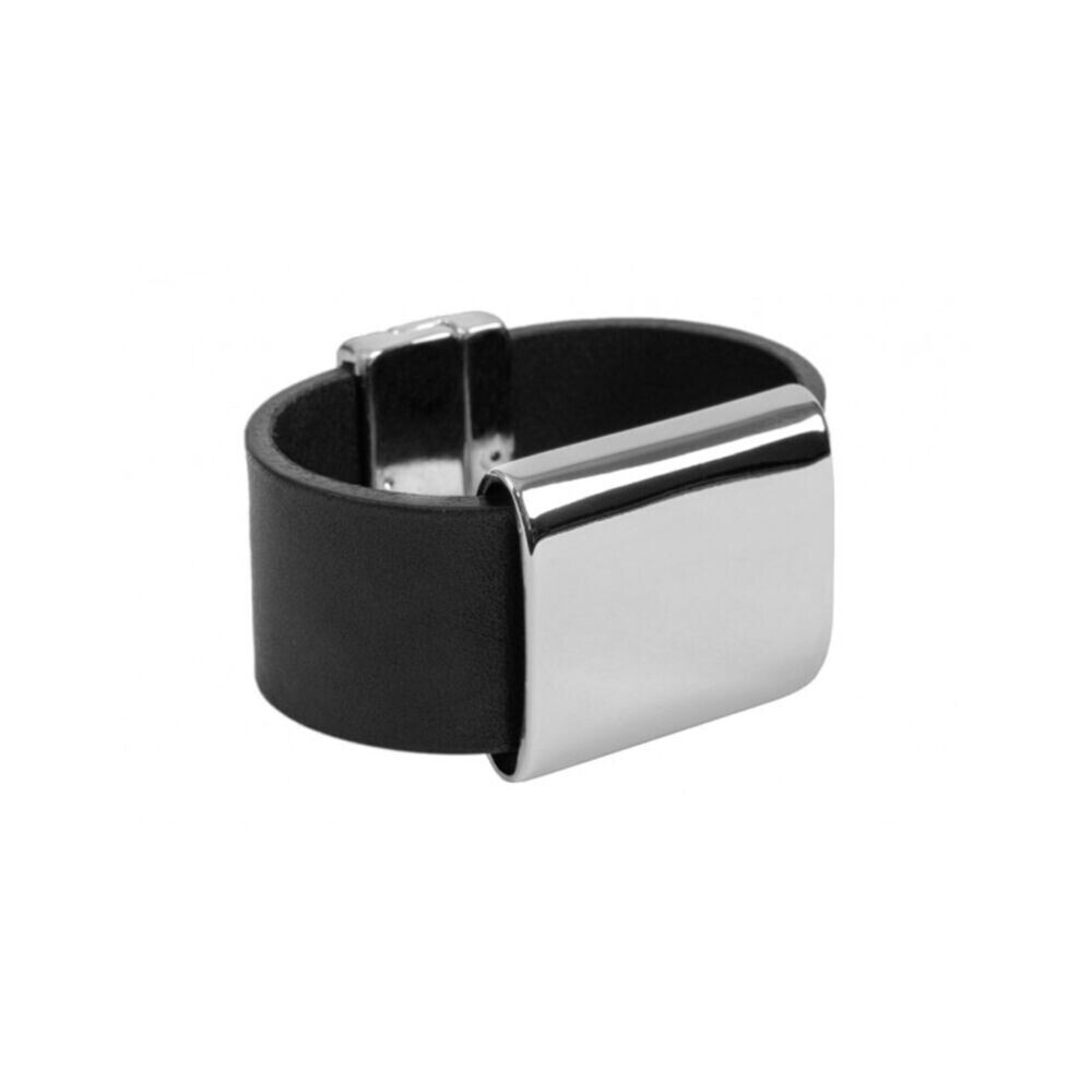 Dámsky minimalistický kožený náramok s lesklým kovom 18454