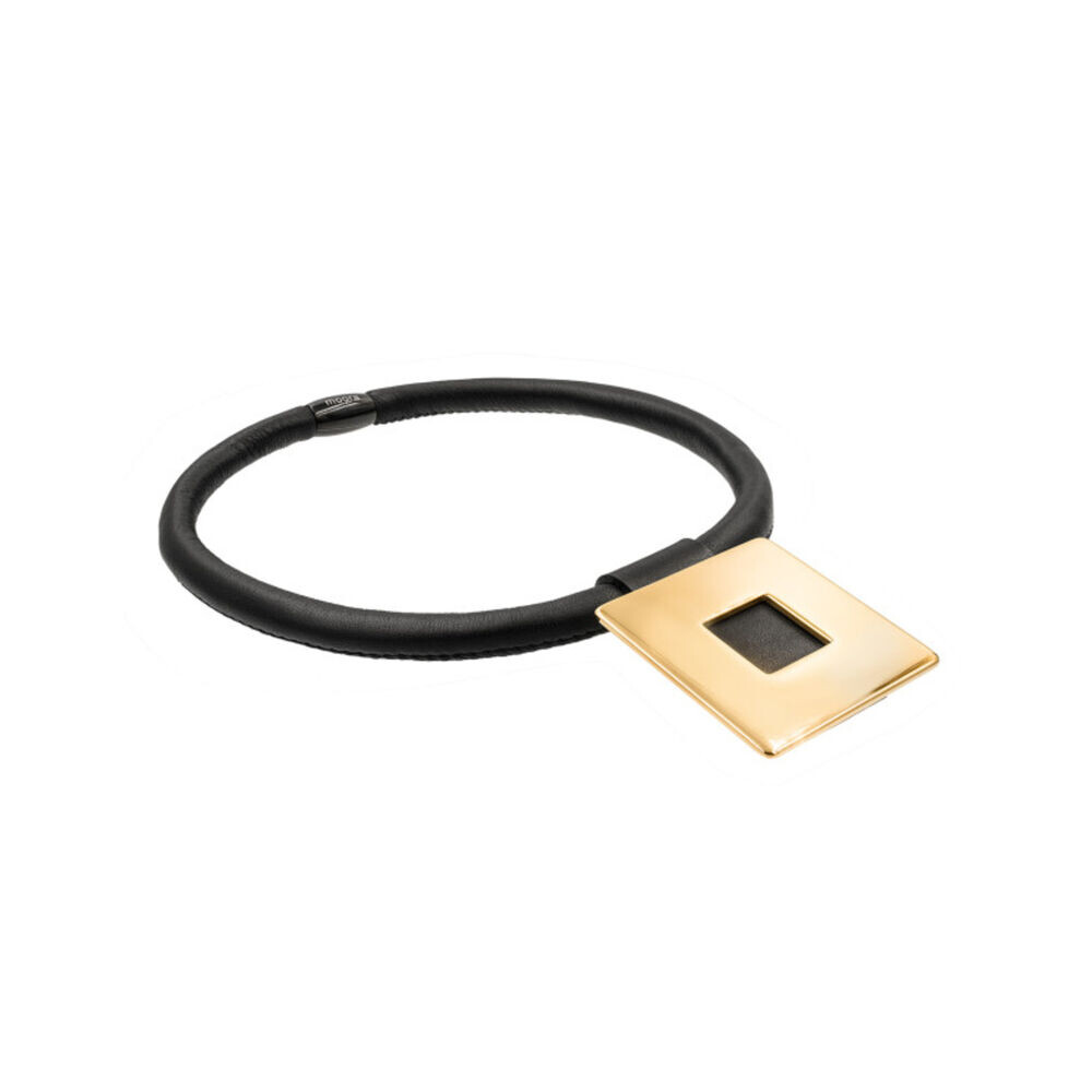 Choker náhrdelník s veľkým príveskom - pozláteným štvorcom 18829