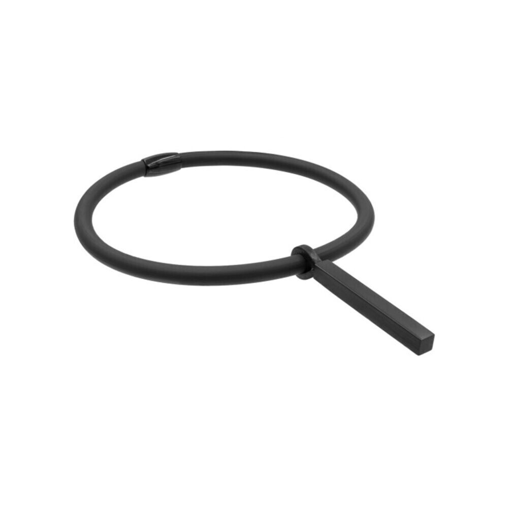 Dámsky kaučukový choker náhrdelník s príveskom - čiernym hranolom 18873