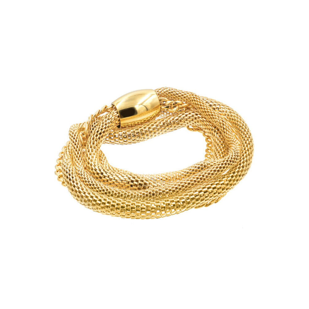 Dlhý trojitý retiazkový náramok z pozlátenej chirurgickej ocele 18962