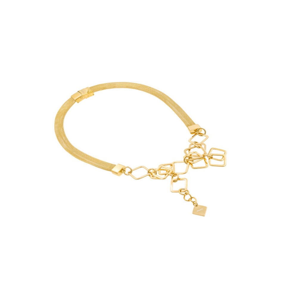 Dámsky náhrdelník z pozlátenej chirurgickej ocele a oceľovej sieťoviny 18979