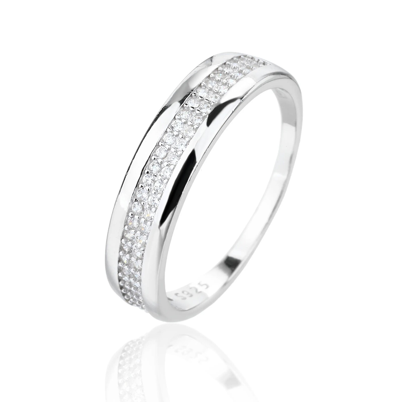 JVD Oslnivý strieborný prsteň so zirkónmi SVLR1295XJ6BI 52 mm