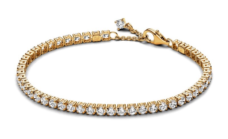 Pandora Tenisový pozlátený náramok so zirkónmi Timeless Shine 561469C01 16 cm