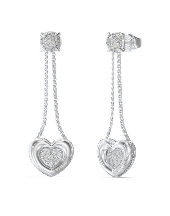Guess Jedinečné visiace náušnice s kryštálmi LOVE JUBE05462JWRHT/U