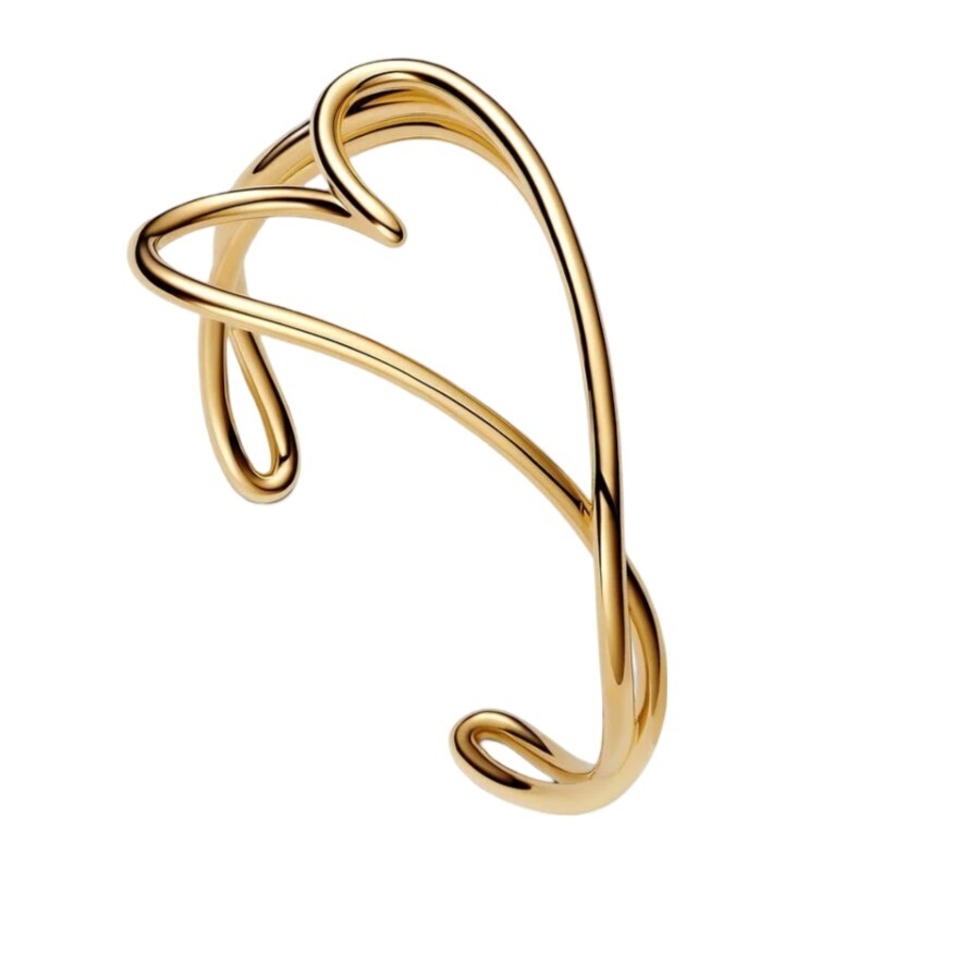 Pandora Pevný pozlátený náramok v tvare srdca Shine 563808C00 16 cm