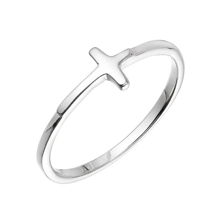 Evolution Group Štýlový strieborný prsteň Krížik 65001 56 mm
