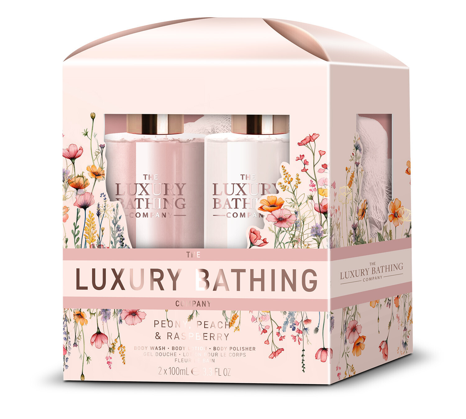 The Luxury Bathing Company Darčeková sada pre starostlivosť o telo Pivonka, Broskyňa & Malina 3 ks