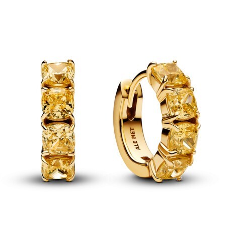 Pandora Pozlátené kruhy so žltými krištáľmi Timeless Shine 263851C02