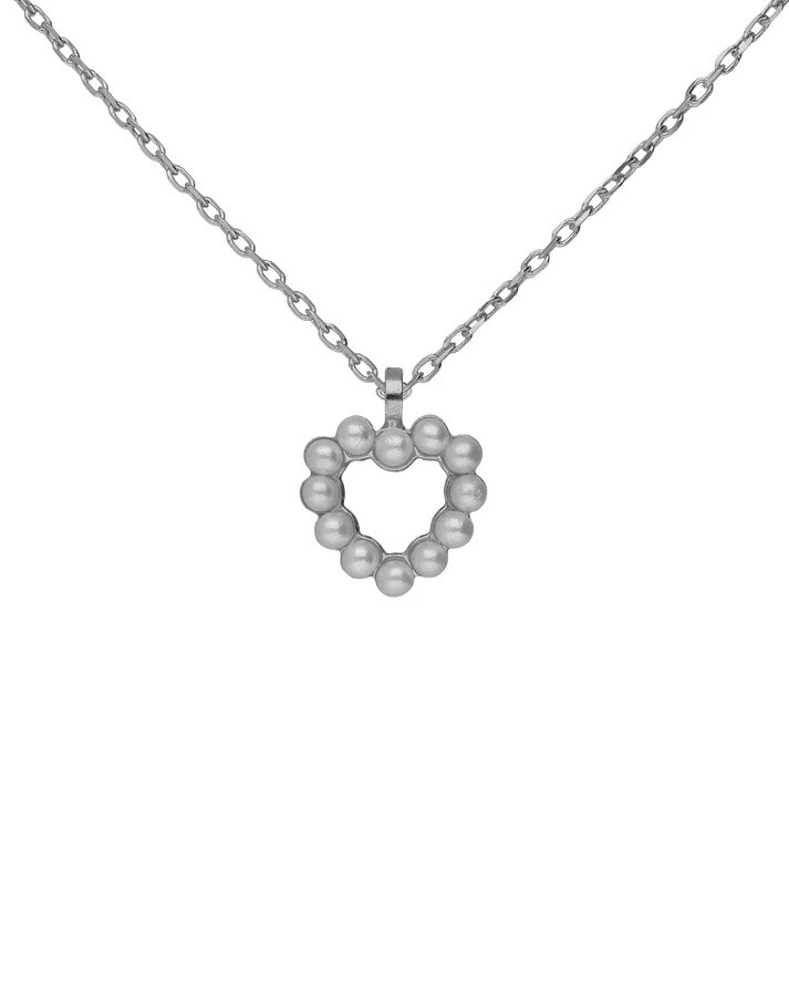 Victoria Cruz Pôvabný strieborný náhrdelník Srdiečko s perličkami Sera A5575-00HG