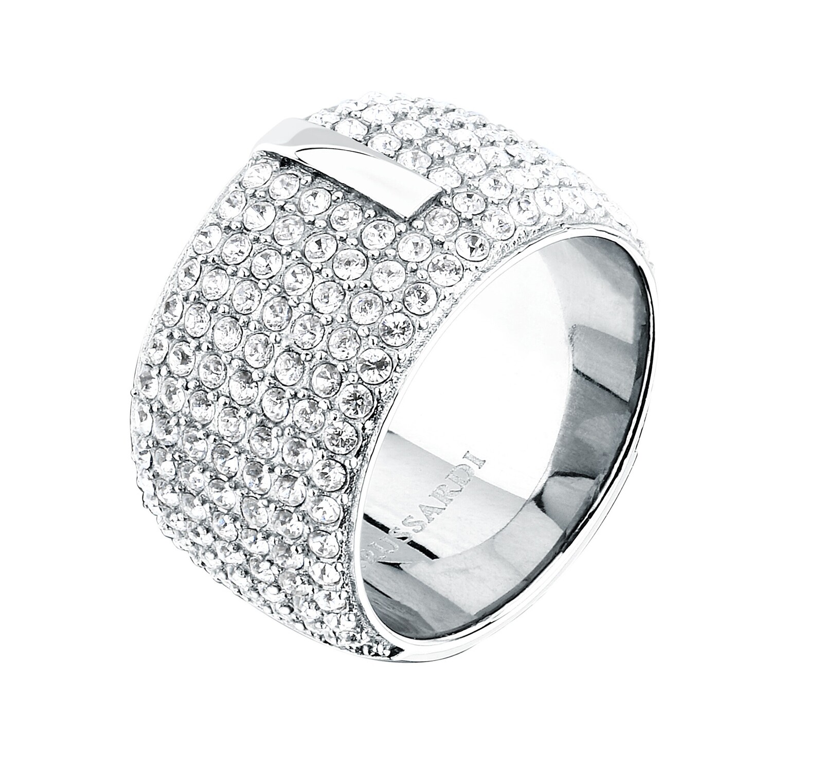 Trussardi Neprehliadnuteľný dámsky prsteň s kryštálmi T-Round TJAYF1801 56 mm