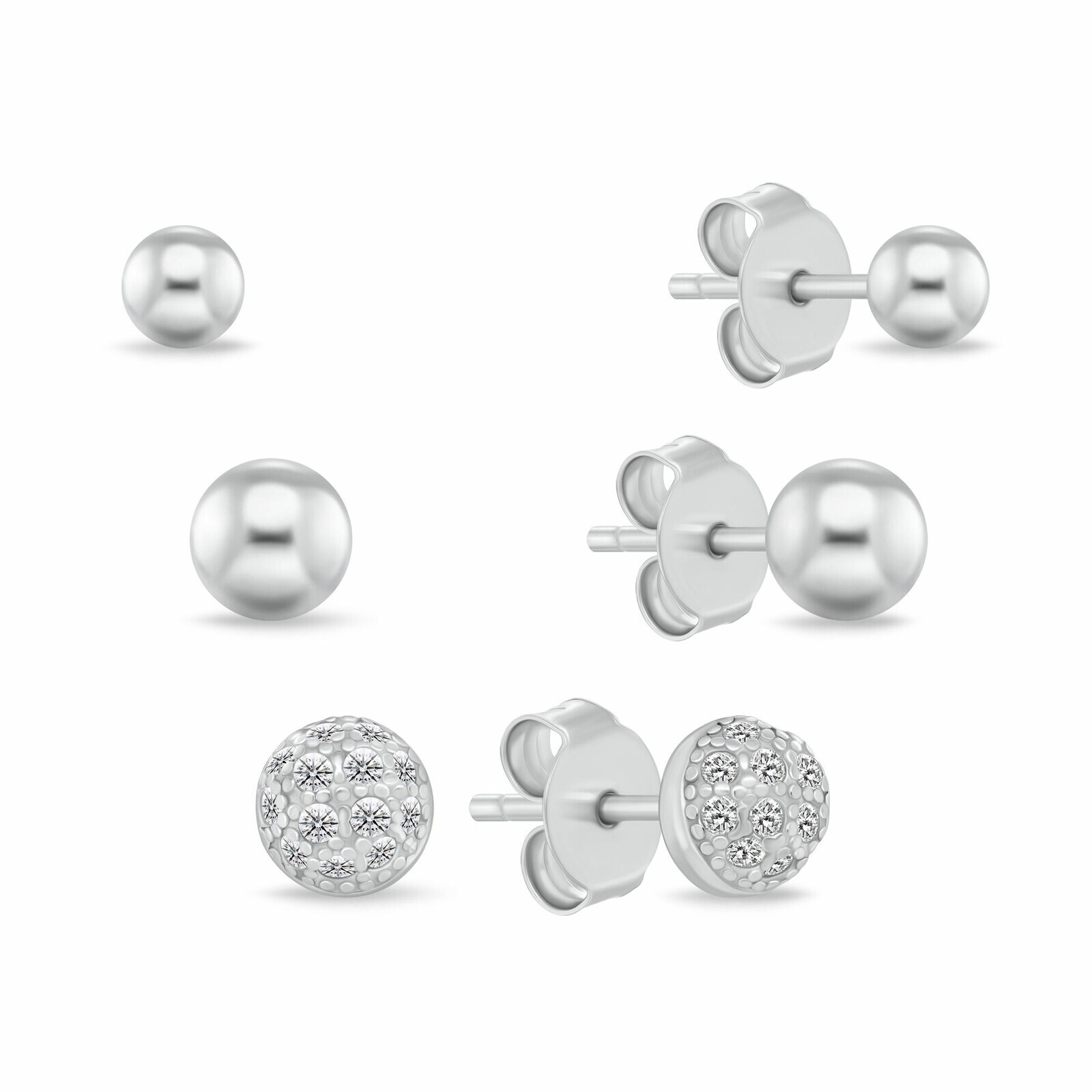 Brilio Silver Strieborná sada kôstkových náušníc SET297W (3 páry náušníc)