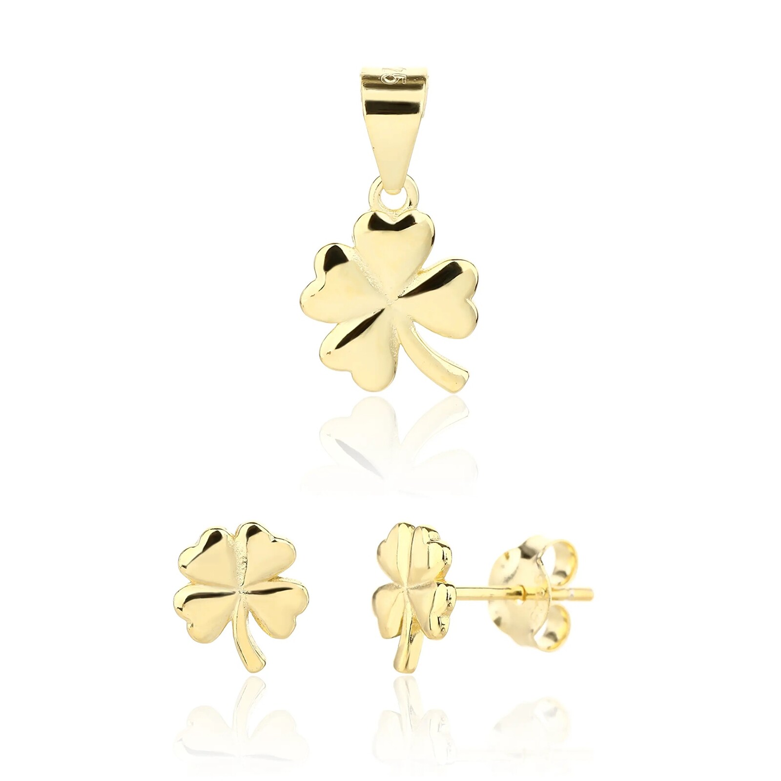 JVD Hravá pozlátená sada šperkov Štvorlístok SVLS0124SJ6GO00 (prívesok, náušnice)