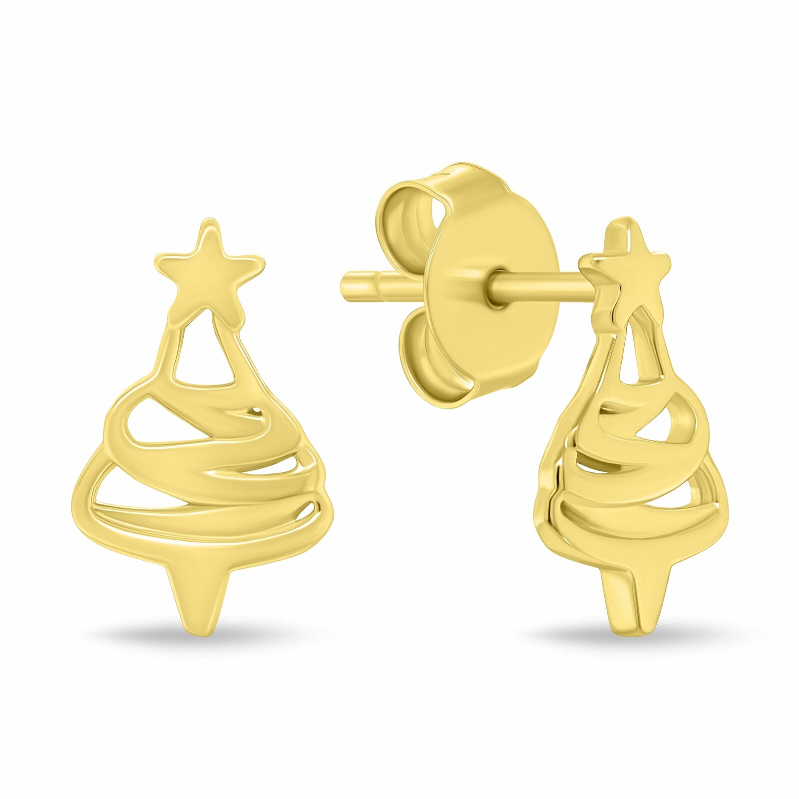 Brilio Silver Vianočné pozlátené náušnice Stromček EA1244Y