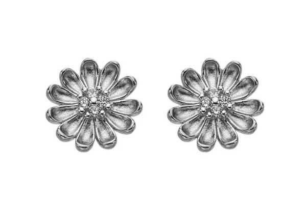 Hot Diamonds Strieborné kvetinové náušnice so zirkónmi Thank You Silver Whisper SWE012