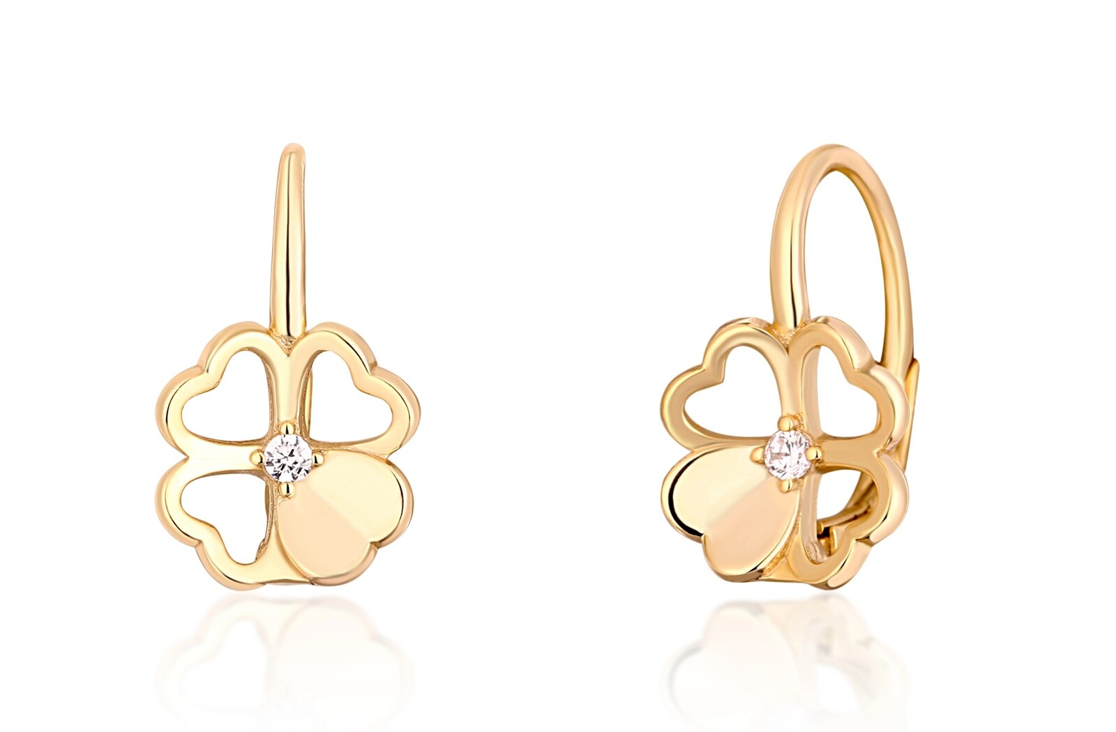 JVD Pozlátené náušnice Štvorlístok so zirkónom SVLE1515XH2GO00