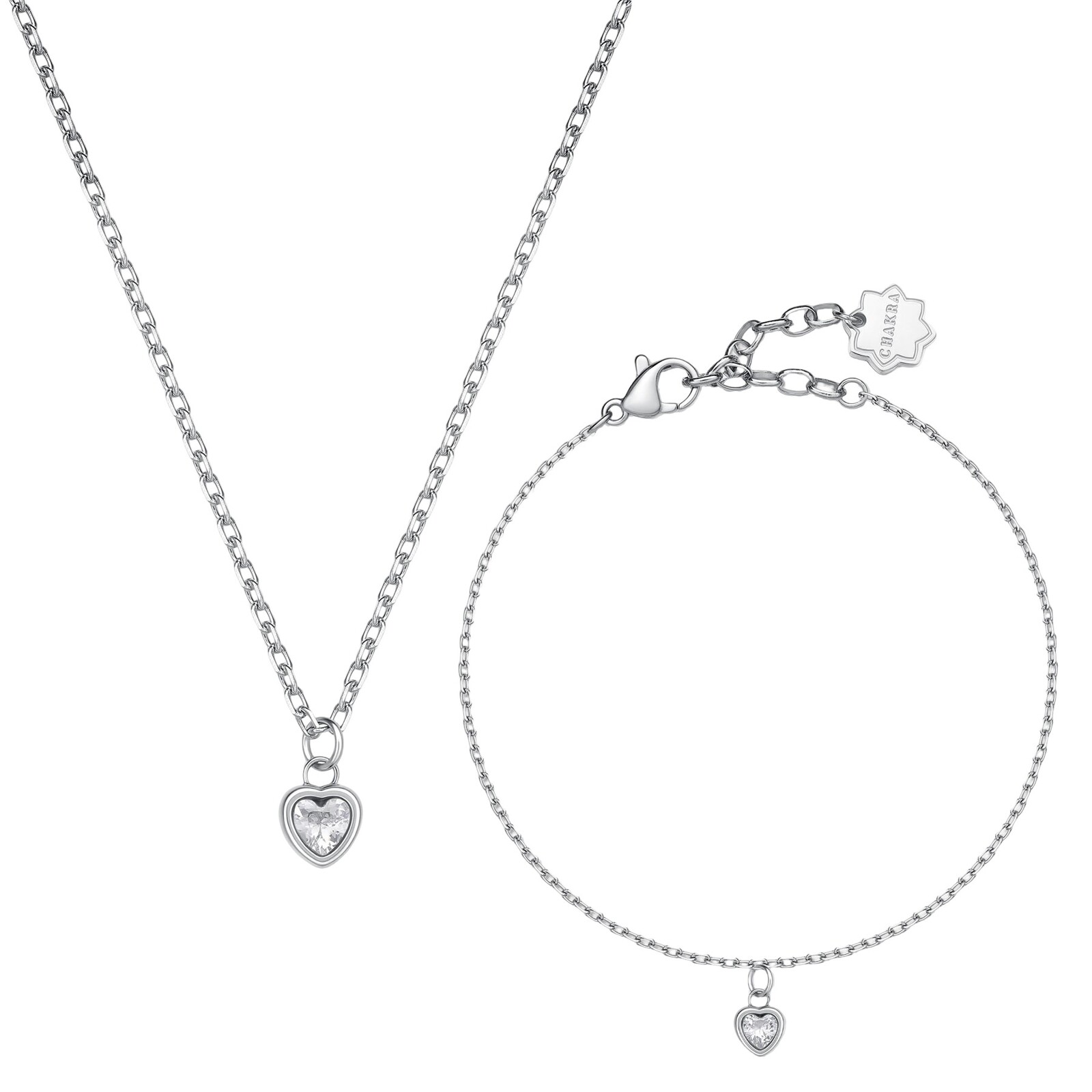 Brosway Romantická súprava šperkov s kryštálmi Srdce Chakra BHKLE01 (náhrdelník, náramok)