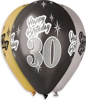 SMART BALLOONS Nafukovacie balóniky, 30 cm, Happy Birthday „30