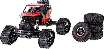 KIK KX6967 RC auto 2v1 Rock Crawler 4×4 – pásy i kola,1:16, 2,4 GHz, červené