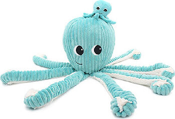 Les Déglingos Plyšová chobotnica, mama s bábätkom, modrá