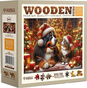 WOODEN CITY Drevené puzzle Mačka a pes 505 dielikov