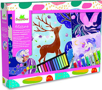Sycomore Artissimo XXL kreatívna sada – akvarel, pastely a akrylové farby, magické zvieratá