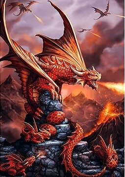 TREFL Puzzle Premium Plus Fantasy Collection: Ohnivý drak 1000 dielikov