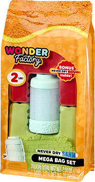 Wonder Factory Nevysychajúci piesok a modelína v taške – červená, limetková a modrá