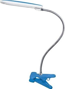 LED stolná lampička s vypínačom a klipsou BAZ 5 W/230 V/4000 K/340 Lm/120°/IP20, modrá