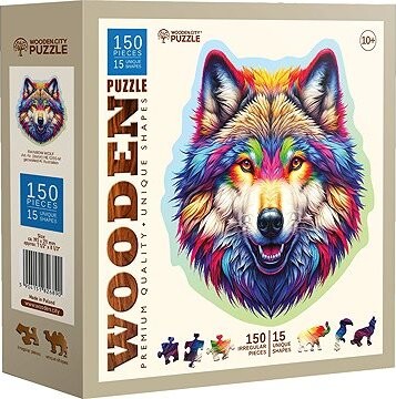 WOODEN CITY Drevené puzzle Dúhový vlk 150 dielikov
