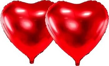 PARTYDECO Fóliový balón – srdce, valentín/svadba, červené, 60 cm, 2 ks