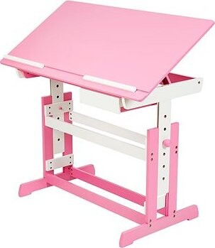 Tectake písací stôl výškovo nastaviteľný 109 × 55 × 63 – 94 cm fuksiový