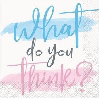 Unique Obrúsky gender reveal, chlapec alebo dievča, 32 × 32 cm, 16 ks