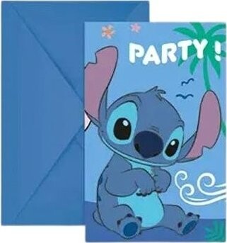 SMART BALLOONS Pozvánky Stitch a Angel, narozeniny, 6 ks