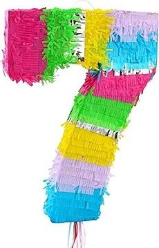 Godan Piňatá číslo „7“ farebné, ťahacia, 50 × 35 × 7,5 cm