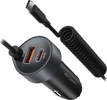 AlzaPower Car Charger X565 USB-A + USB-C + Cable Power Delivery 65 W strieborná