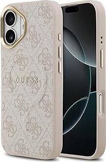 Guess PU Leather 4G Gold Frame MagSafe Zadný Kryt pre iPhone 17 Pink