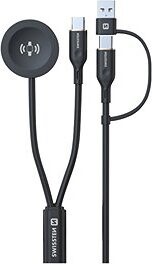 Swissten magnetický kábel na Samsung Galaxy Watch a USB-C, USB-C(USB-A) 1,2 m čierny