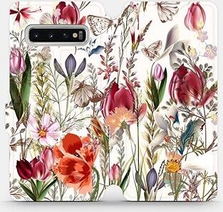 Mobiwear Flip puzdro na mobil Samsung Galaxy S10 – MP01S Rozkvitnutá lúka