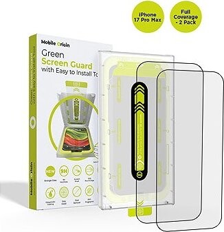 Mobile Origin Screen Guard With Easy Applicator Full Coverage 2 Pack iPhone 17 Pro Max