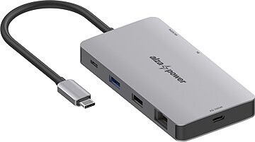 AlzaPower Metal USB-C Dock Station 9 v 1 Dual Screen 8K vesmírne šedá