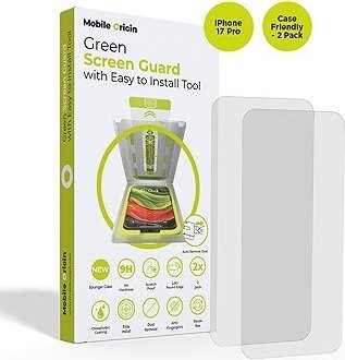 Mobile Origin Screen Guard With Easy Applicator case friendly 2 Pack iPhone 17 Pro