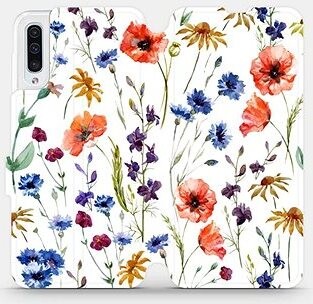 Mobiwear Flip puzdro na mobil Samsung Galaxy A50 – MP04S Lúčne kvety