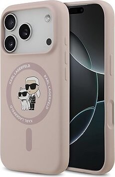 Karl Lagerfeld Liquid Silicone Karl and Choupette MagSafe Zadný Kryt pre iPhone 17 Pro Pink