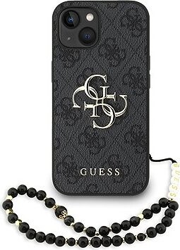 Guess PU 4G Metal Logo Strap Zadný Kryt pre iPhone 15 Black