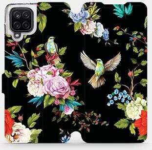 Flipové puzdro na mobil Samsung Galaxy A12 – VD09S Vtáčiky a kvety