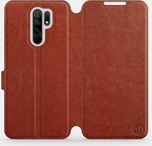 Flipové puzdro na mobil Xiaomi Redmi 9 vo vyhotovení Brown & Gray so sivým vnútrom