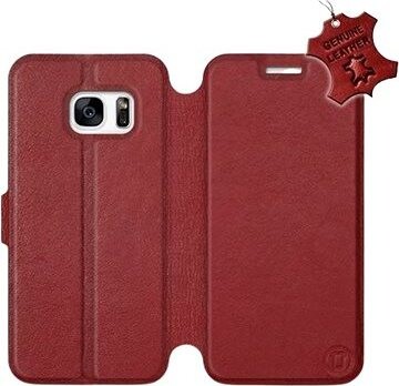 Flip puzdro na mobil Samsung Galaxy S7 – Tmavočervené – kožené – Dark Red Leather