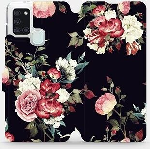 Flipové puzdro na mobil Samsung Galaxy A21S – VD11P Ruže na čiernom