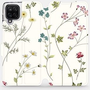 Flipové puzdro na mobil Samsung Galaxy A12 – MD03S Tenké rastlinky s kvetmi