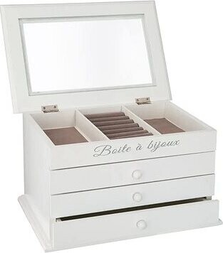 ATMOSPHERA Drevená šperkovnica so šuplíkmi Biela